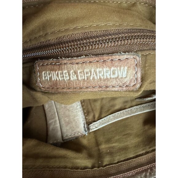 SPIKES & SPARROW Distressed Look Lt Brown Leather Boho Crossbody Bag - Picture 6 of 6